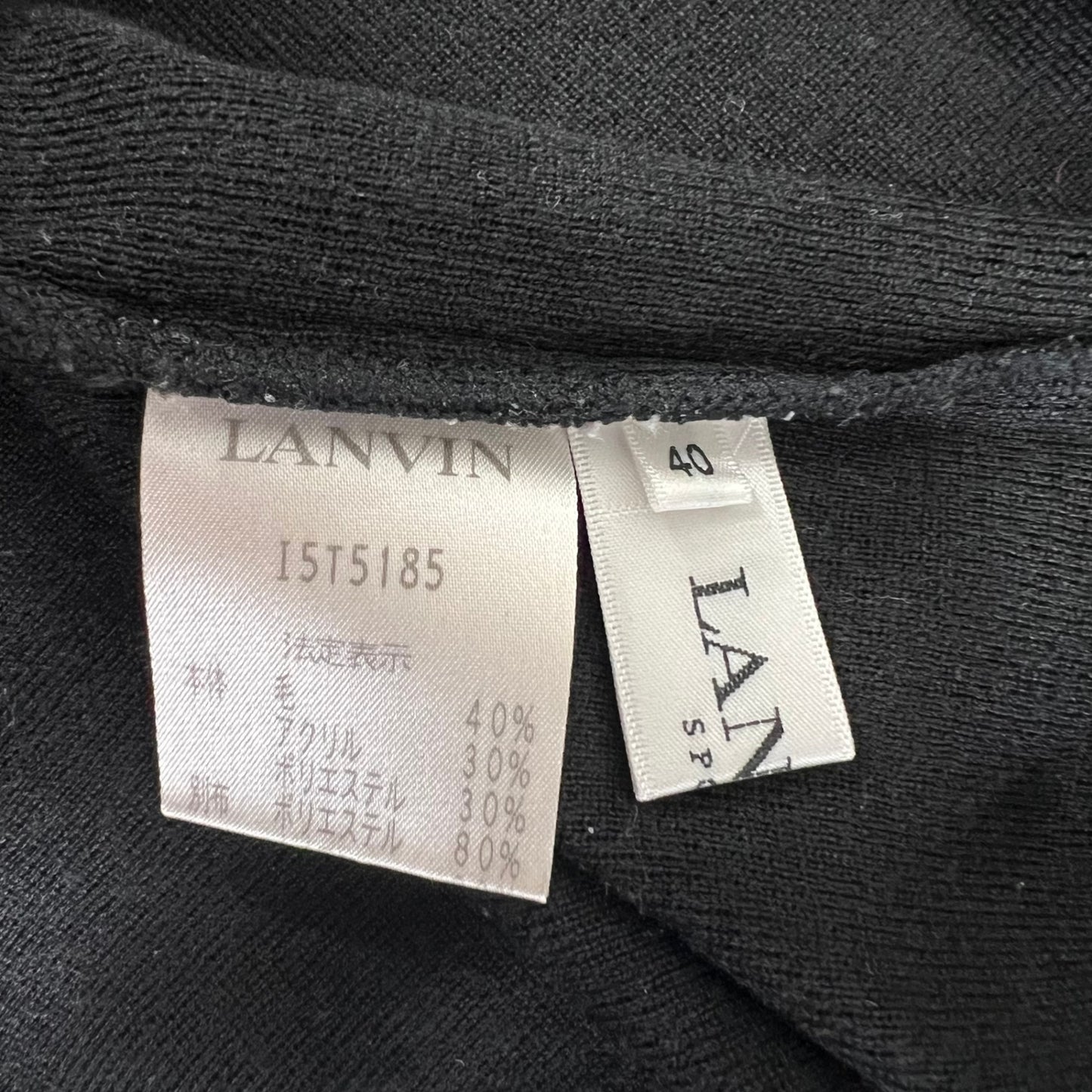 ランバン メンズ ゴルフウェア 長袖トップス ウール 40 ブラック 黒 LANVIN