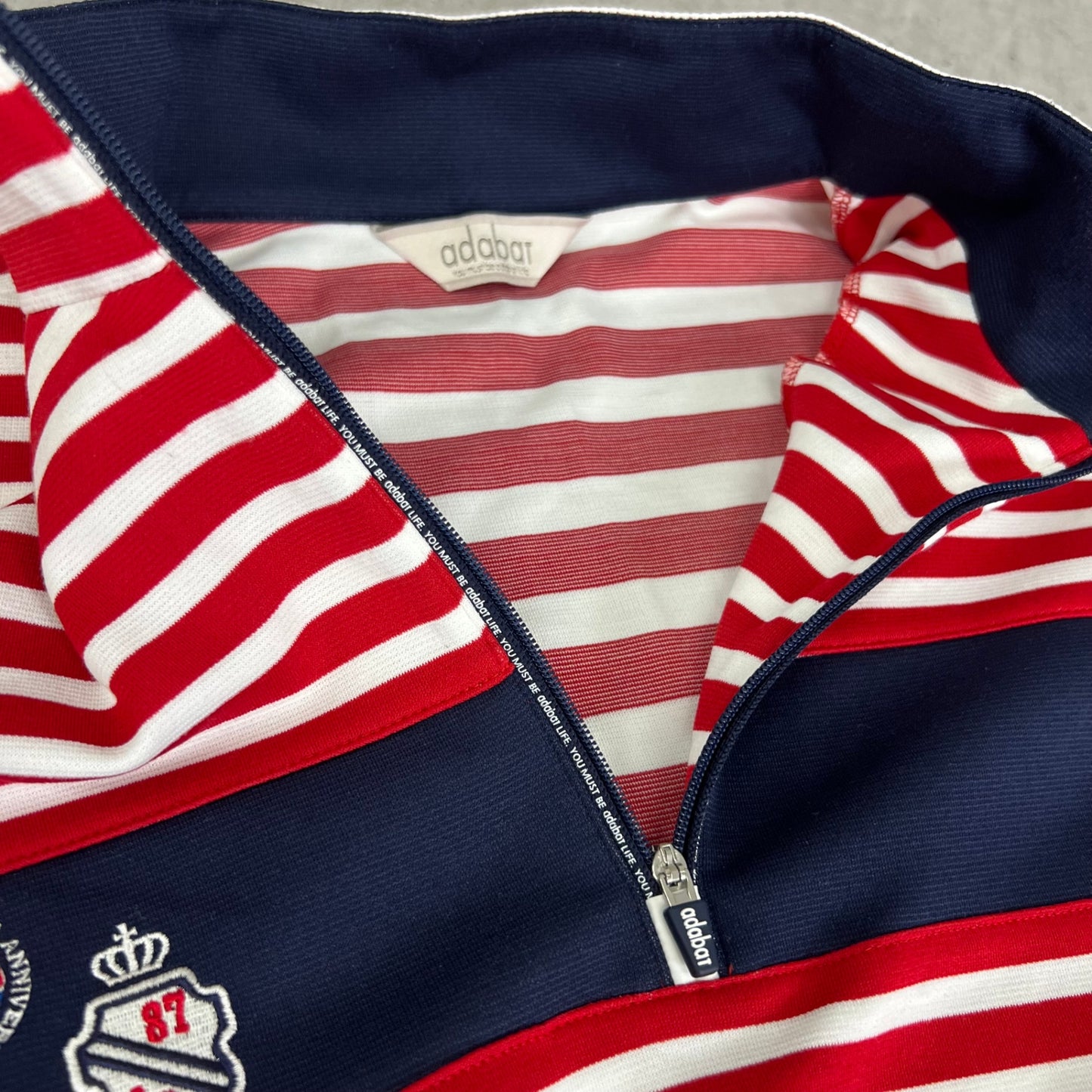 アダバット メンズ ゴルフウェア 長袖トップス ロンT 48 レッド ホワイト 赤 白 adabat