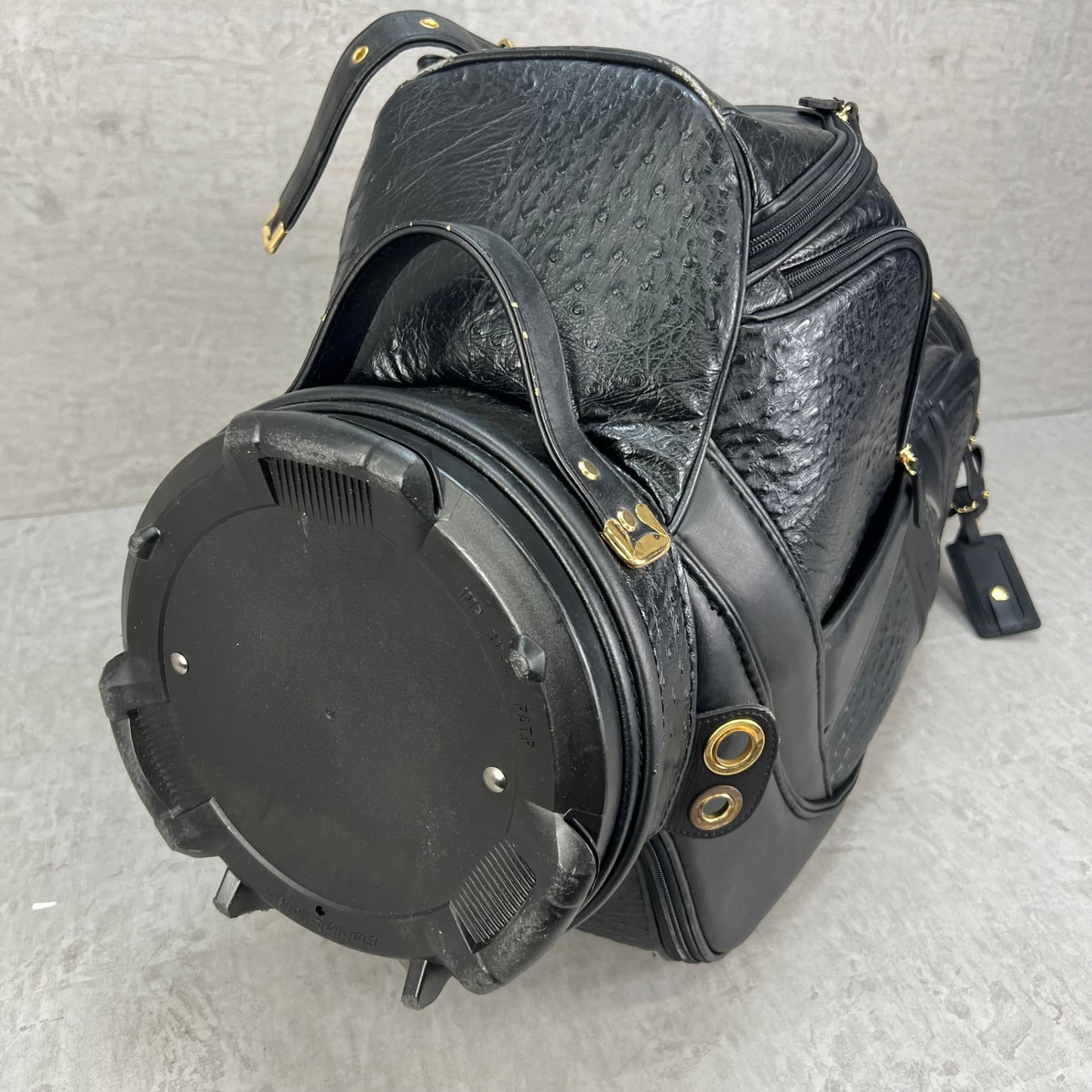 アクセル ゴルフ キャディバッグ カート式 オーストリッチ 駝鳥革 ブラック 黒 AXEL ラウンド用品