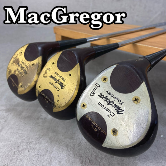 マグレガー カスタムターニー メンズゴルフ パーシモンセット 3本 右利き用 木製 ウッド MacGregor CUSTOM TOURNEY