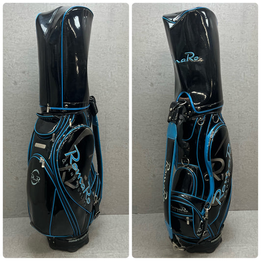 ロマロ ゴルフ カート式キャディバッグ 約10型 エナメル ブラック 黒 ブルー 青 RomaRo