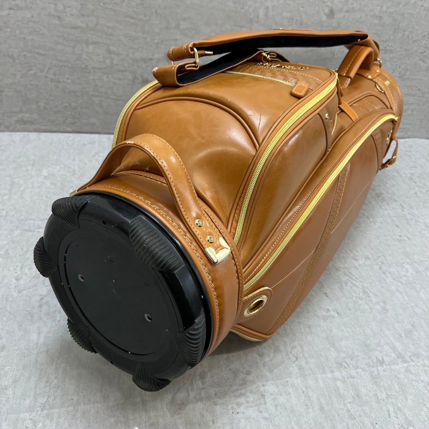 マジェスティ ゴルフ キャディバッグ カート式 約9.5型 キャメル 合成皮革 MAJESTY