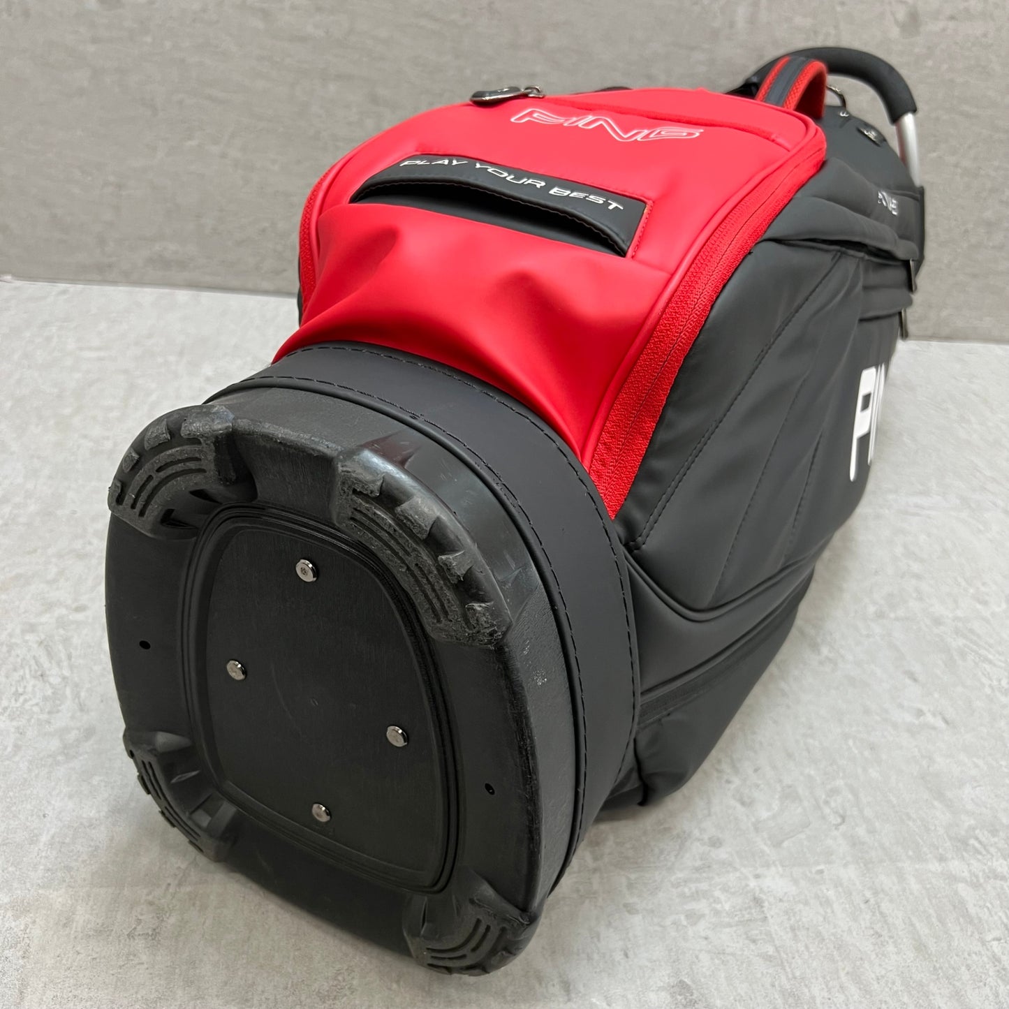 PING ゴルフ キャディバッグ カート式 約9型 合成皮革 ブラック 黒 レッド 赤 ピン