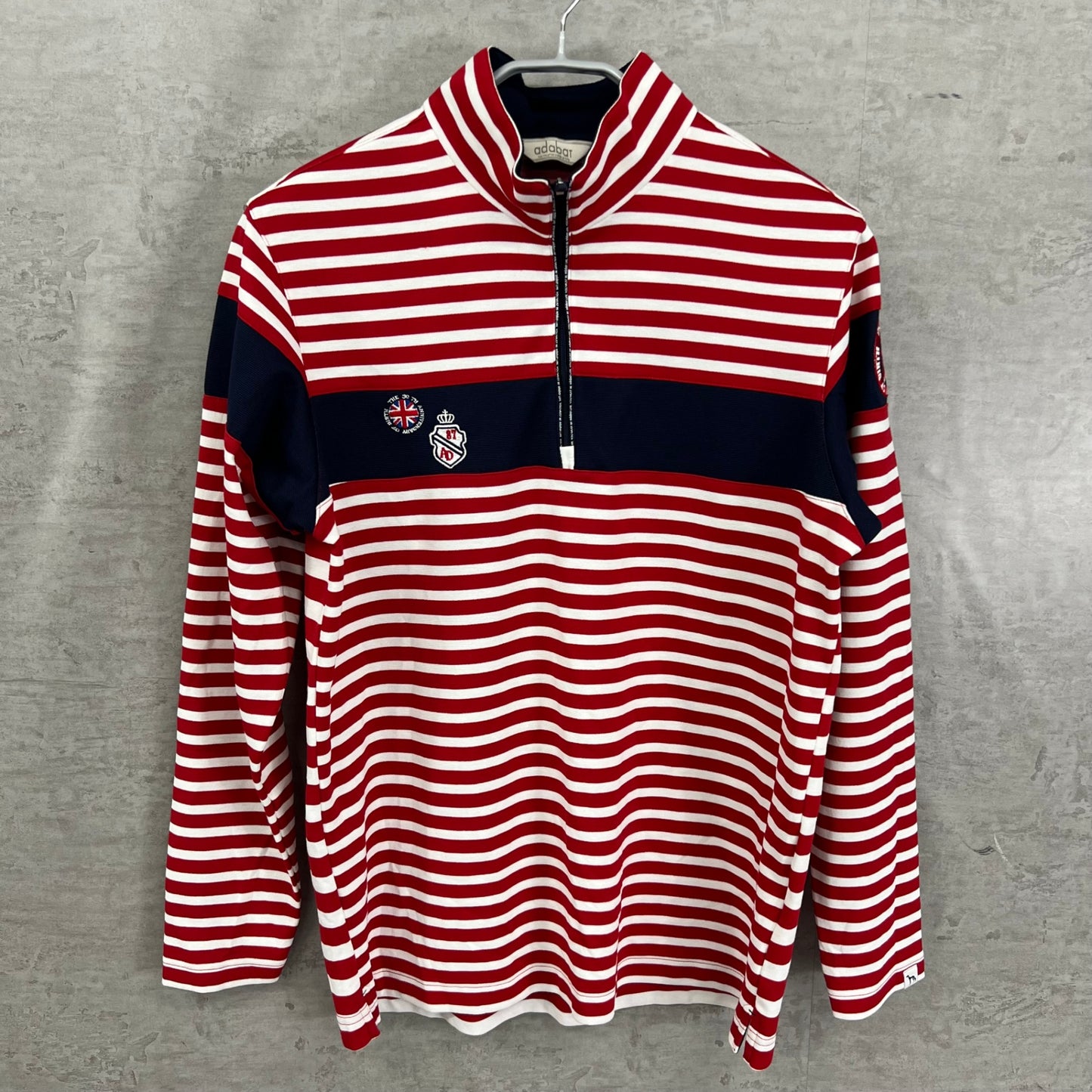 アダバット メンズ ゴルフウェア 長袖トップス ロンT 48 レッド ホワイト 赤 白 adabat