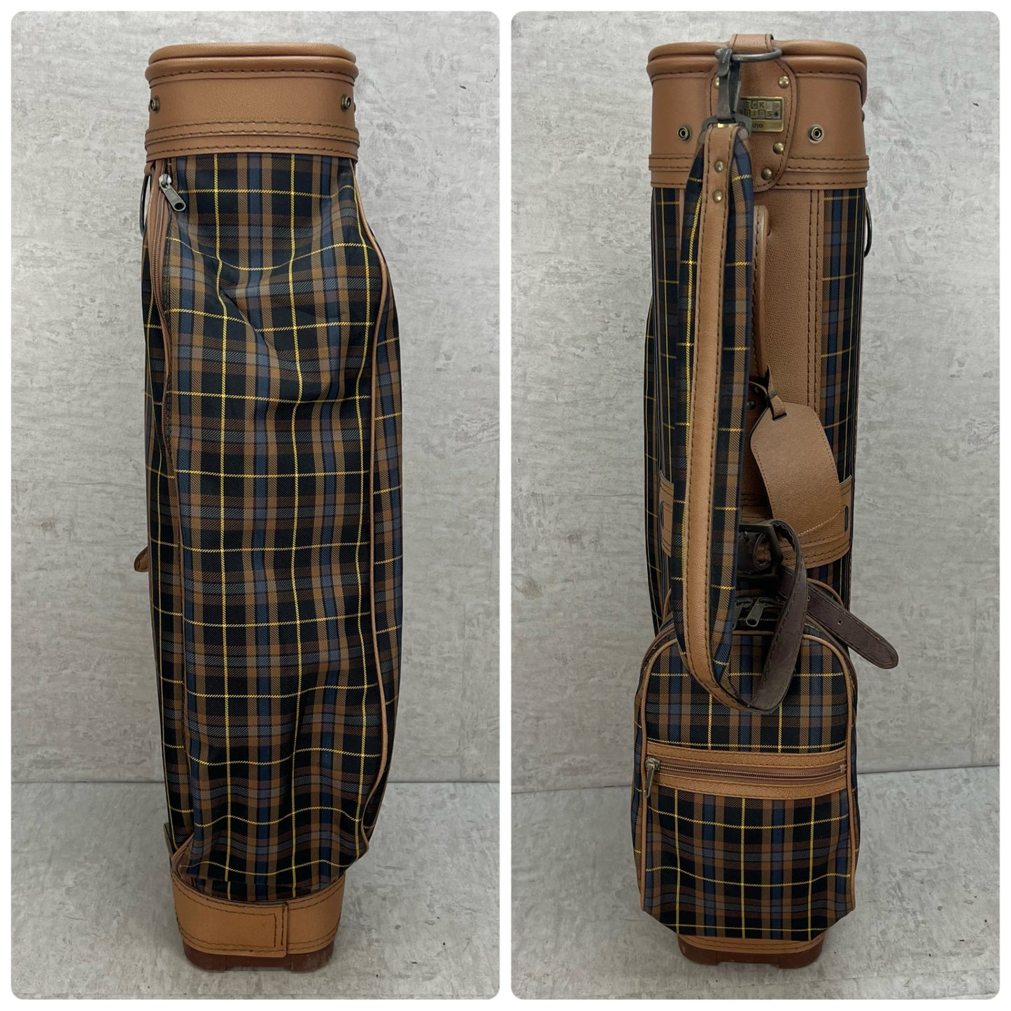 ミズノ　ゴルフ　キャディバッグ　ヘッドカバー　カート式　約８型　チェック柄　Mizuno