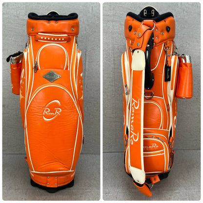 ロマロ　ゴルフ　カート式キャディバッグ　約10型　オレンジ　PUレザー　RomaRo