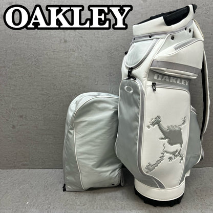 OAKLEY　オークリー	ゴルフ用　キャディバッグ　カート式　約9.5型　5分割　PUレザー　ホワイト　白