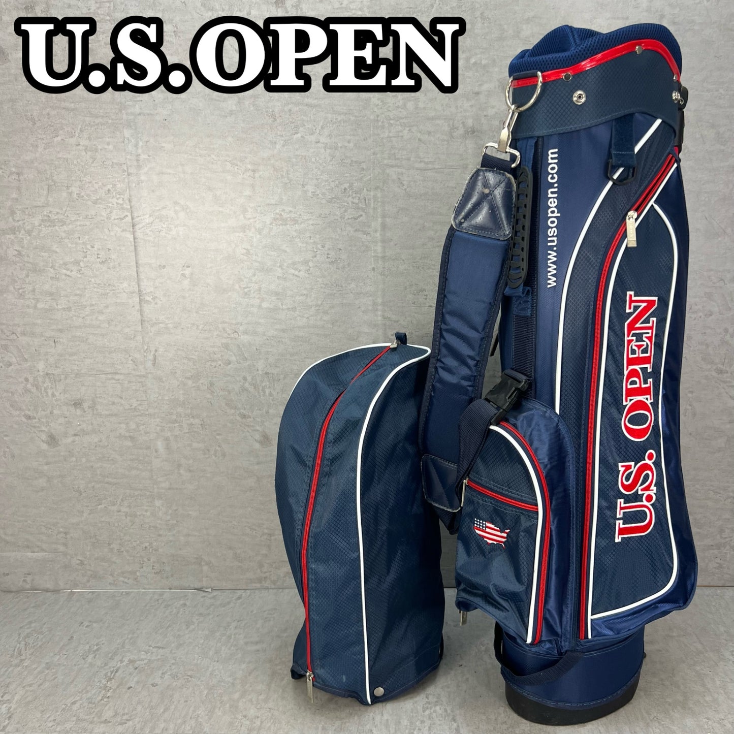 U.S.OPEN　ゴルフ用　スタンド式キャディバッグ　ナイロン　ネイビー　ユーエスオープン　ラウンドアイテム