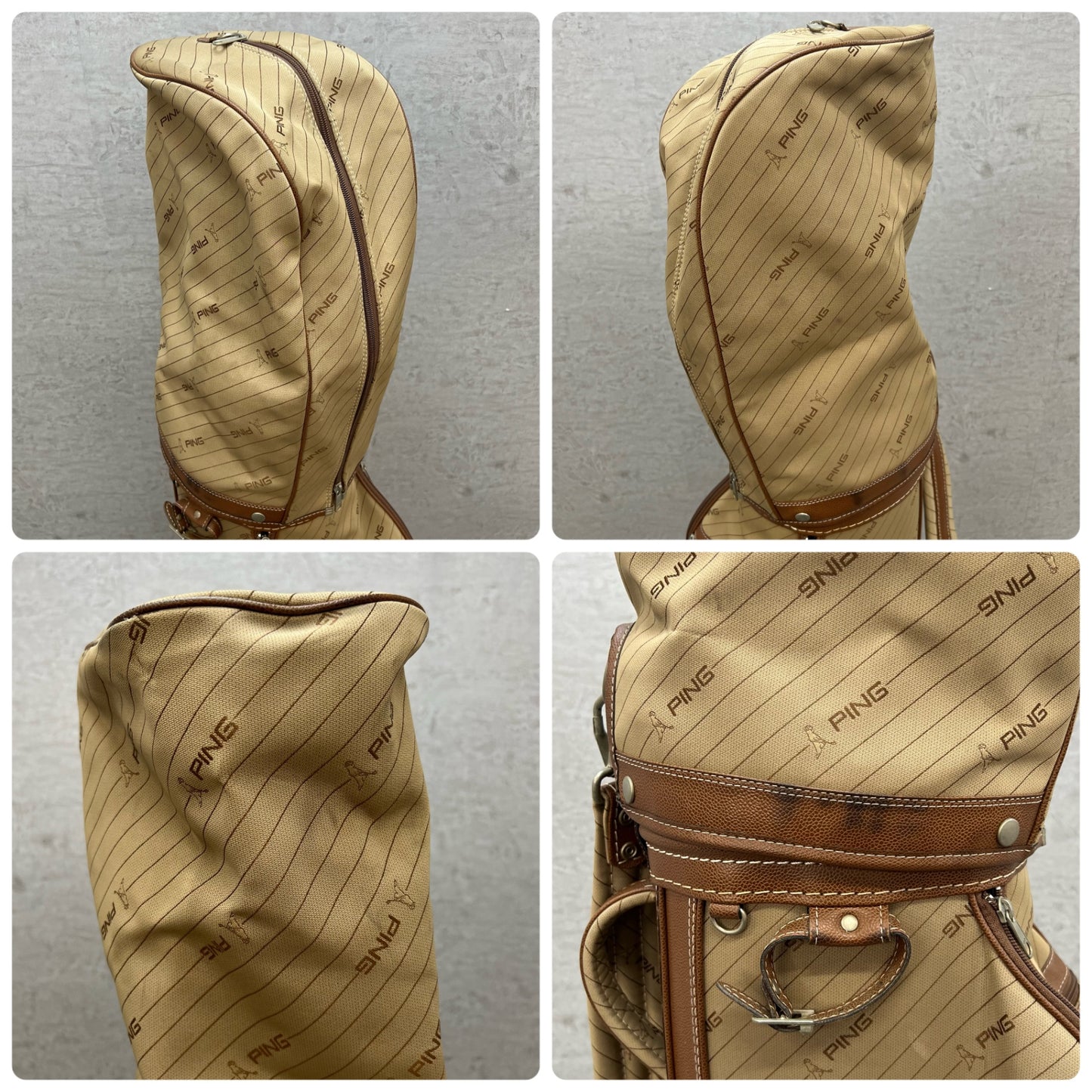 PING　ゴルフ　ビンテージ　キャディバッグ　カート式　約8.5型　ヘッドカバー　ピン