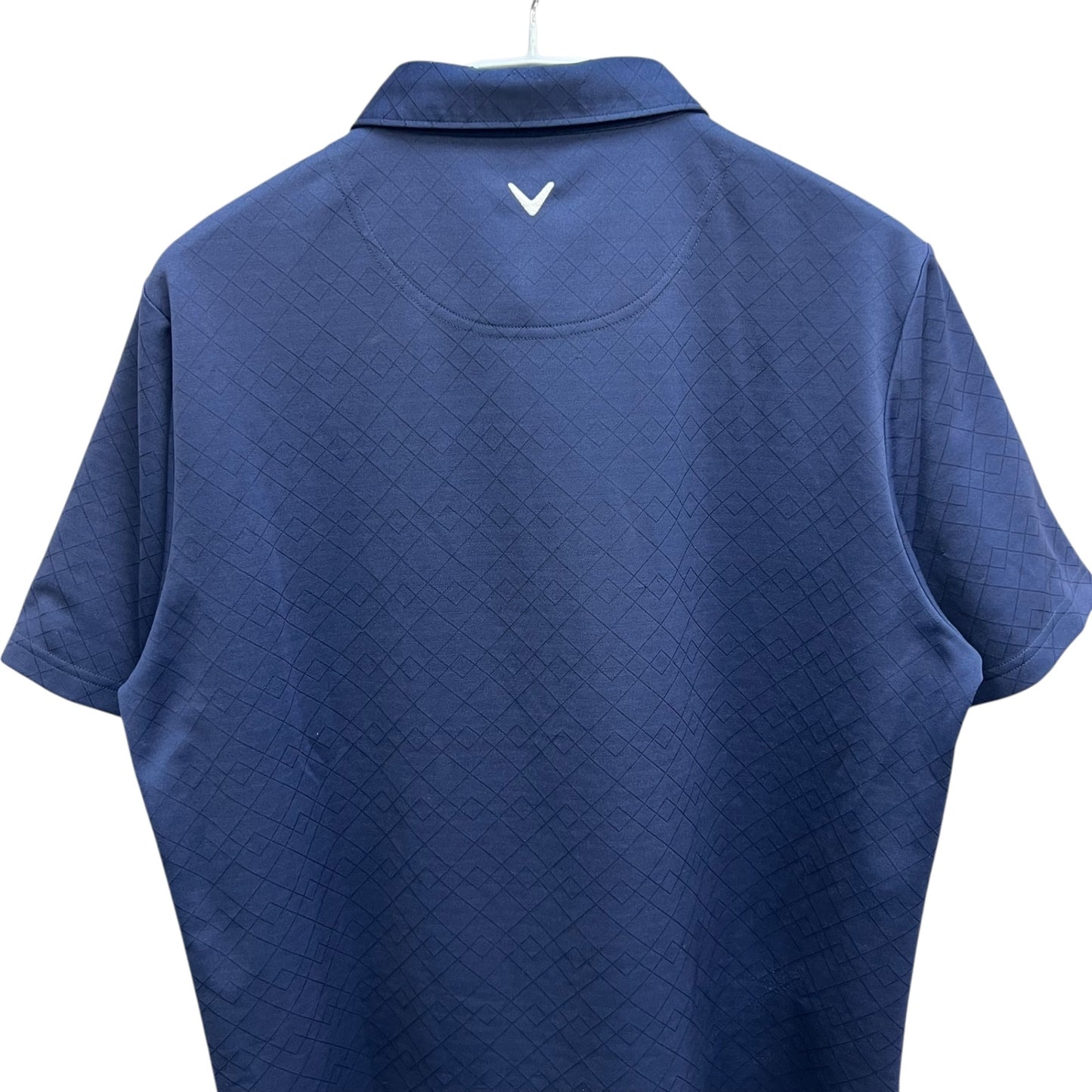 キャロウェイ　メンズ　半袖ポロシャツ　3L　ダイヤ系総柄　ネイビー　男性用ゴルフアパレル　トップス　Callaway　洋服