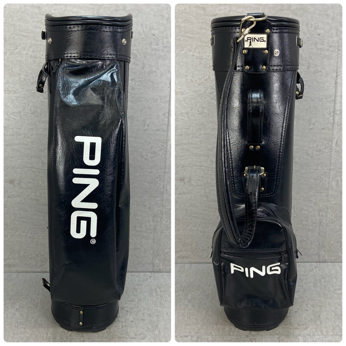 PING　キャディバッグ　カート式　3分割　約8.5型(約21cm)　約3.0Kg　レザー　ビンテージ　ピン