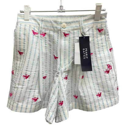 タグ付き未使用品　パーリーゲイツ　レディースゴルフアパレル　ショートパンツ　サイズ0　ストライプ　くじらロゴ　ズボン　女性用　ウェア　PEARLY GATES