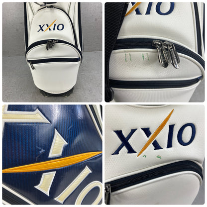 古閑美保直筆サイン入り　ゼクシオ　ゴルフ用品　カート式　キャディバッグ　約9型　PUレザー　エナメル　XXIO