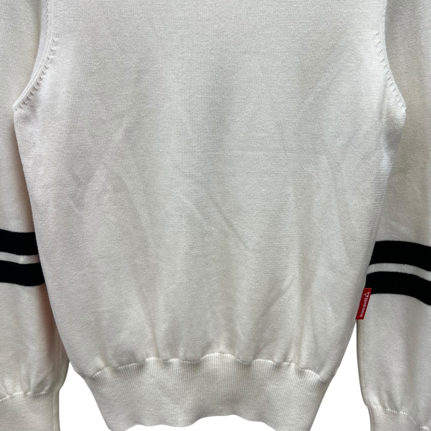 ルコックスポルティフ　メンズゴルフウェア　ハーフジップセーター　S　ホワイト　白　オレンジレッド　LE COQ SPORTIF