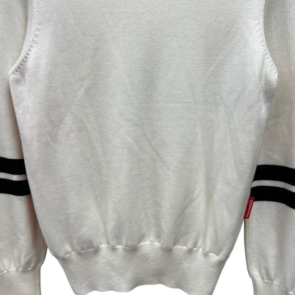 ルコックスポルティフ　メンズゴルフウェア　ハーフジップセーター　S　ホワイト　白　オレンジレッド　LE COQ SPORTIF