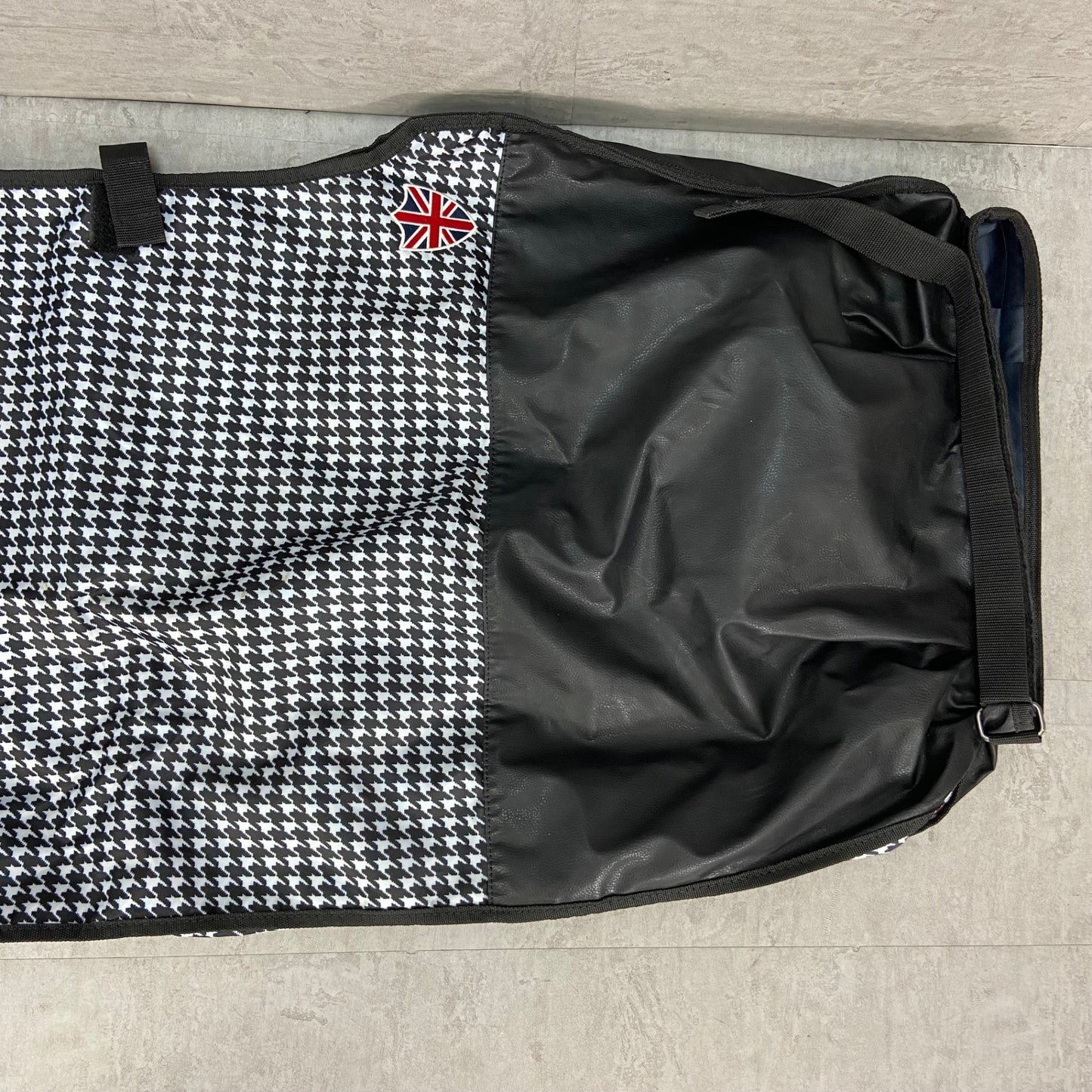 FREIMAGE　ゴルフバッグトラベルカバー　千鳥柄　ハウンドトゥース　総柄　旅行バッグ　ナイロン　一部レザー　フリメージェ