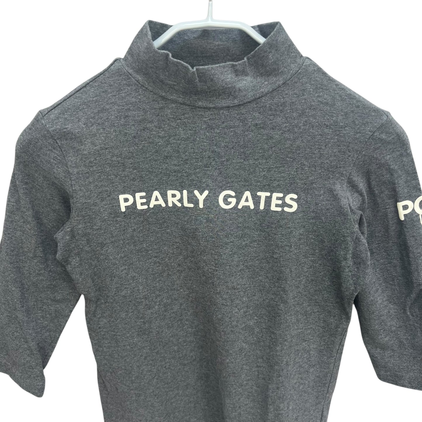 PEARLY GATES パーリーゲイツ　レディース　女性用 7分袖トップス インナー　モックネック　グレー　0号　Sサイズ