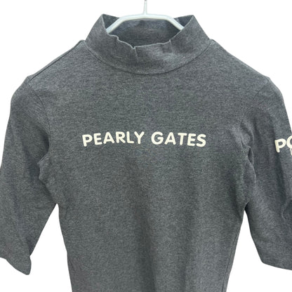 PEARLY GATES パーリーゲイツ　レディース　女性用 7分袖トップス インナー　モックネック　グレー　0号　Sサイズ