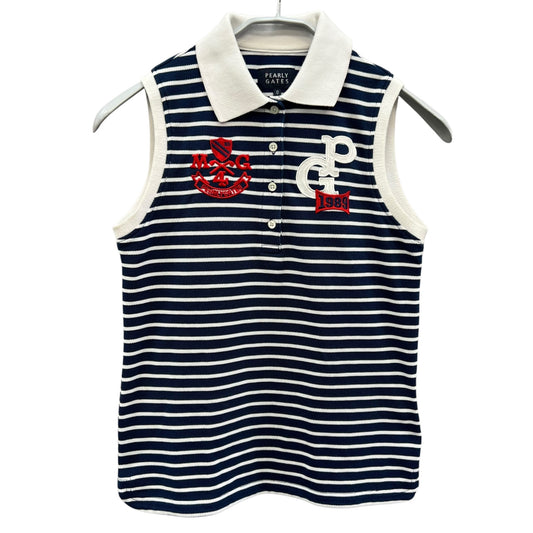 パーリーゲイツ　レディースゴルフアパレル　ノースリーブ　ポロシャツ　サイズ0　ボーダー　女性用　ウェア　PEARLY GATES