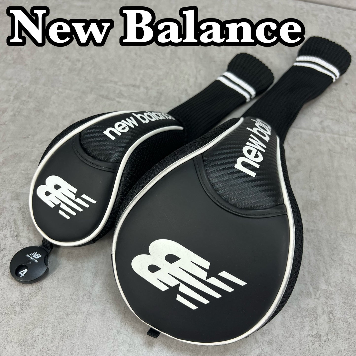 New Balance　ゴルフクラブ用ヘッドカバー　2点セット　ドライバー　ユーティリティ　ブラック　黒　ホワイト　白　ニューバランス