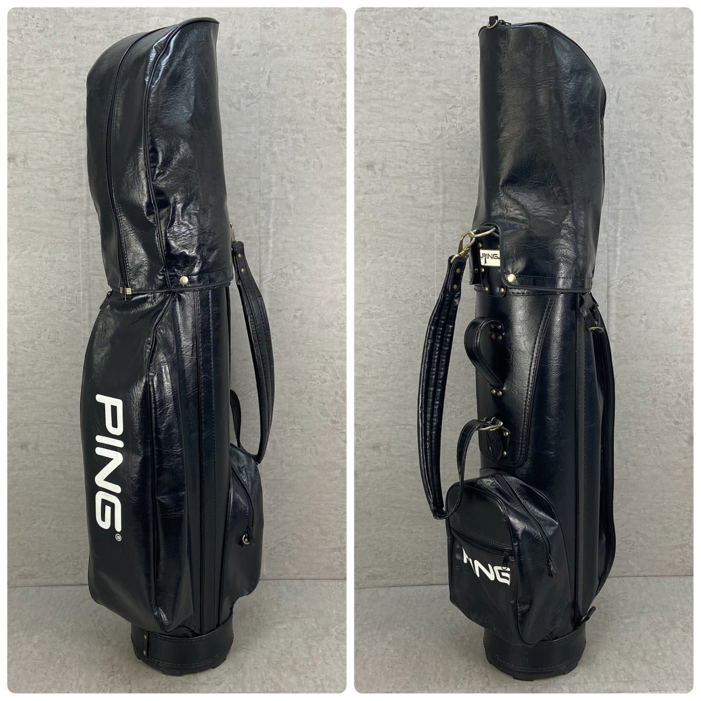 PING　キャディバッグ　カート式　3分割　約8.5型(約21cm)　約3.0Kg　レザー　ビンテージ　ピン