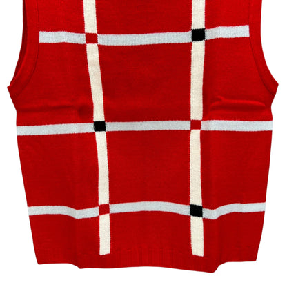 ミズノ　メンズゴルフウェア　ベスト　L　レッド　赤 ホワイト　白　チェック柄　Mizuno　アパレル