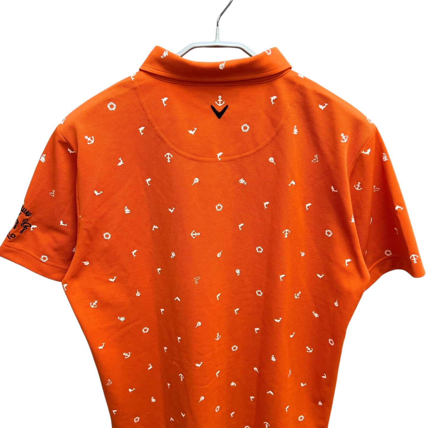 キャロウェイ　メンズ　半袖ポロシャツ　3L　総柄　オレンジ　男性用ゴルフアパレル　トップス　Callaway　洋服