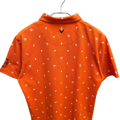 キャロウェイ　メンズ　半袖ポロシャツ　3L　総柄　オレンジ　男性用ゴルフアパレル　トップス　Callaway　洋服