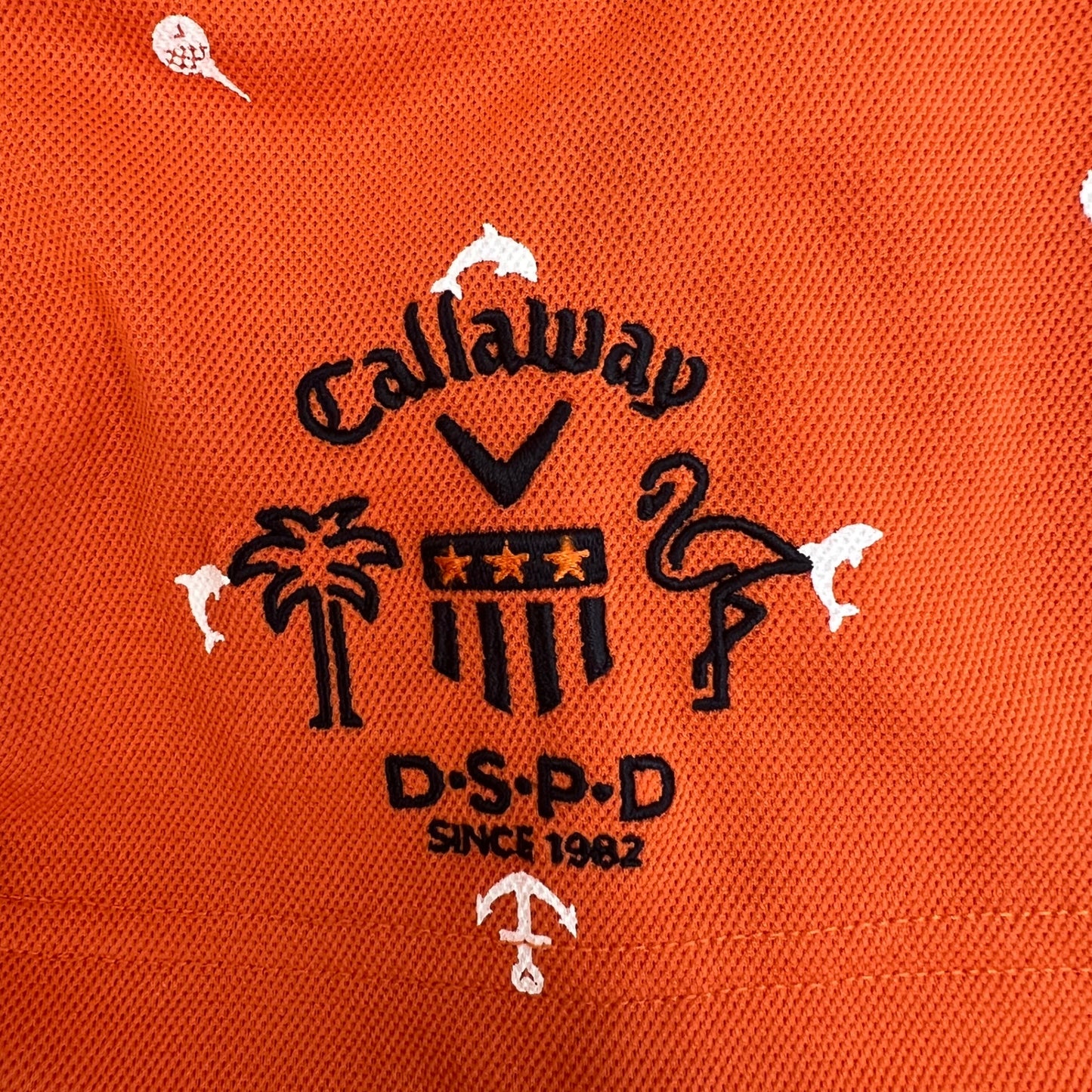 キャロウェイ　メンズ　半袖ポロシャツ　3L　総柄　オレンジ　男性用ゴルフアパレル　トップス　Callaway　洋服