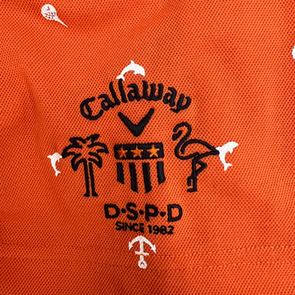 キャロウェイ　メンズ　半袖ポロシャツ　3L　総柄　オレンジ　男性用ゴルフアパレル　トップス　Callaway　洋服