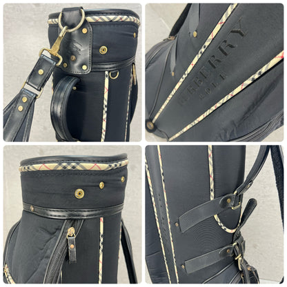 バーバリー　ゴルフ　カート式キャディバッグ　約8.5型　ブラック　黒　ノバチェック柄　BURBERRY