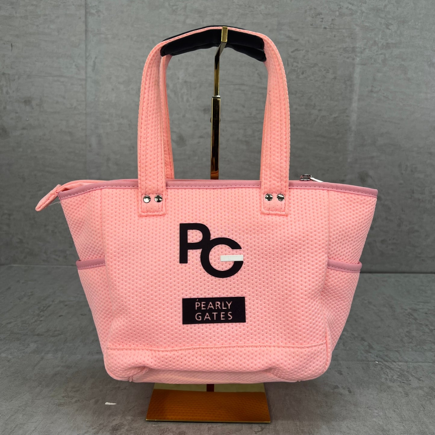 パーリーゲイツ　レディース　ゴルフラウンドバッグ　ピンク　ディンプル生地　カートバッグ　小物入れ　PEARLY GATES
