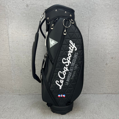ルコックスポルティフ　ゴルフ　カート式キャディバッグ　PUレザー　約8.5型　ブラック　黒　LE COQ SPORTIF