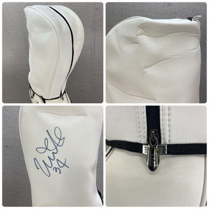 古閑美保直筆サイン入り　ゼクシオ　ゴルフ用品　カート式　キャディバッグ　約9型　PUレザー　エナメル　XXIO