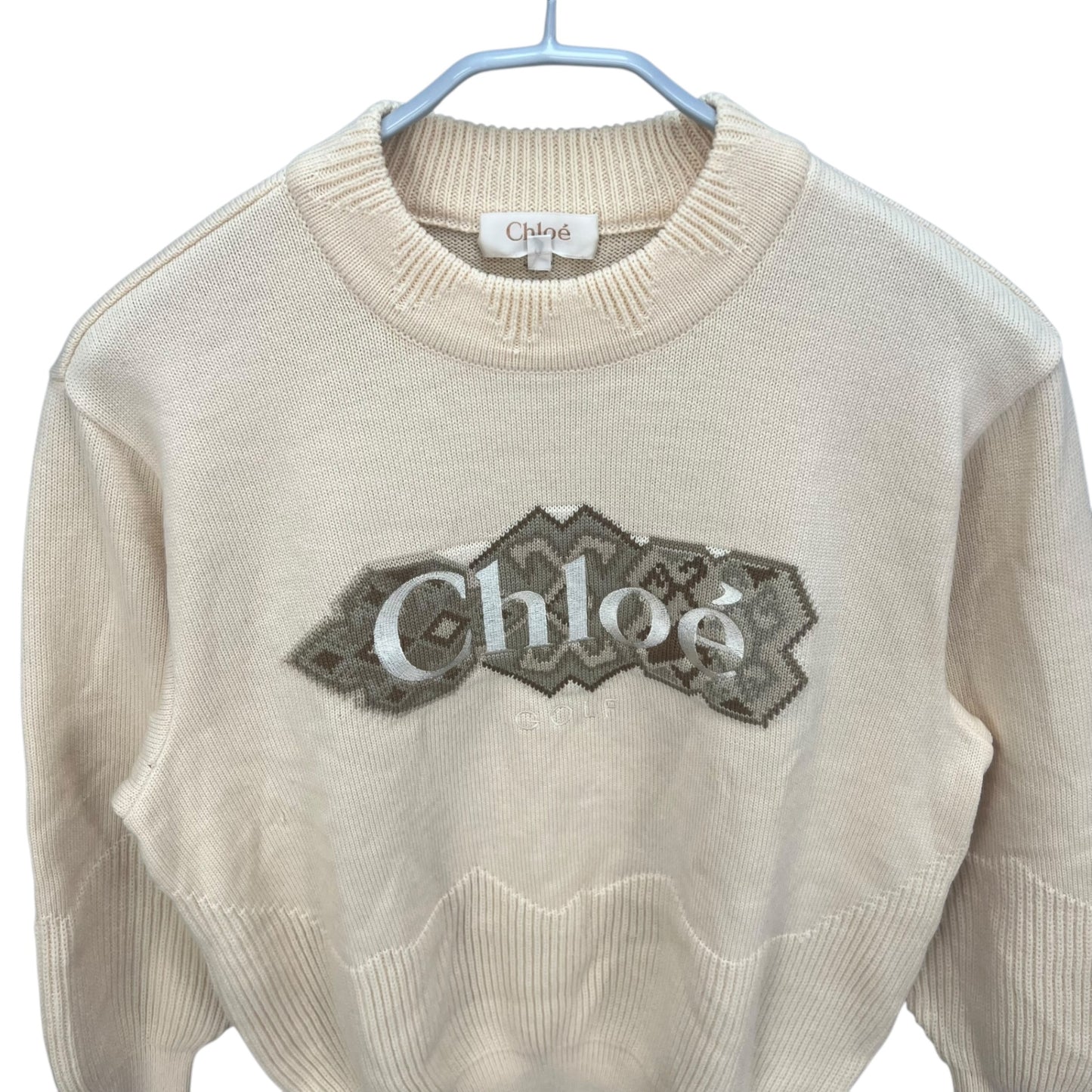 Chloe　クロエ　レディース　女性用 長袖トップス セーター　クルーネック　ラウンドネック　丸首　ベージュ　Mサイズ