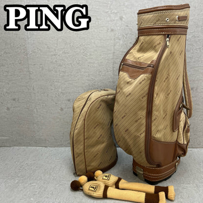 PING　ゴルフ　ビンテージ　キャディバッグ　カート式　約8.5型　ヘッドカバー　ピン