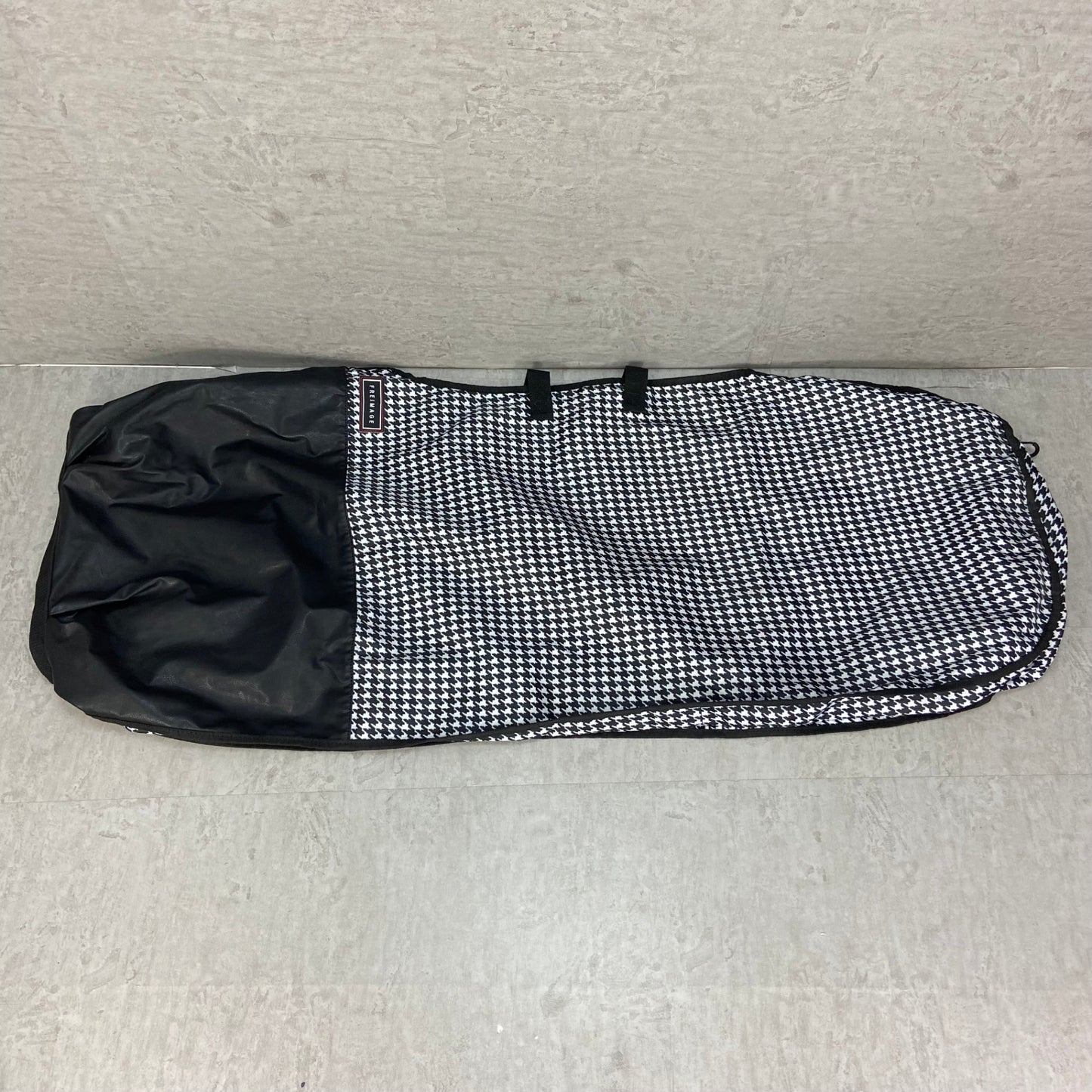 FREIMAGE　ゴルフバッグトラベルカバー　千鳥柄　ハウンドトゥース　総柄　旅行バッグ　ナイロン　一部レザー　フリメージェ