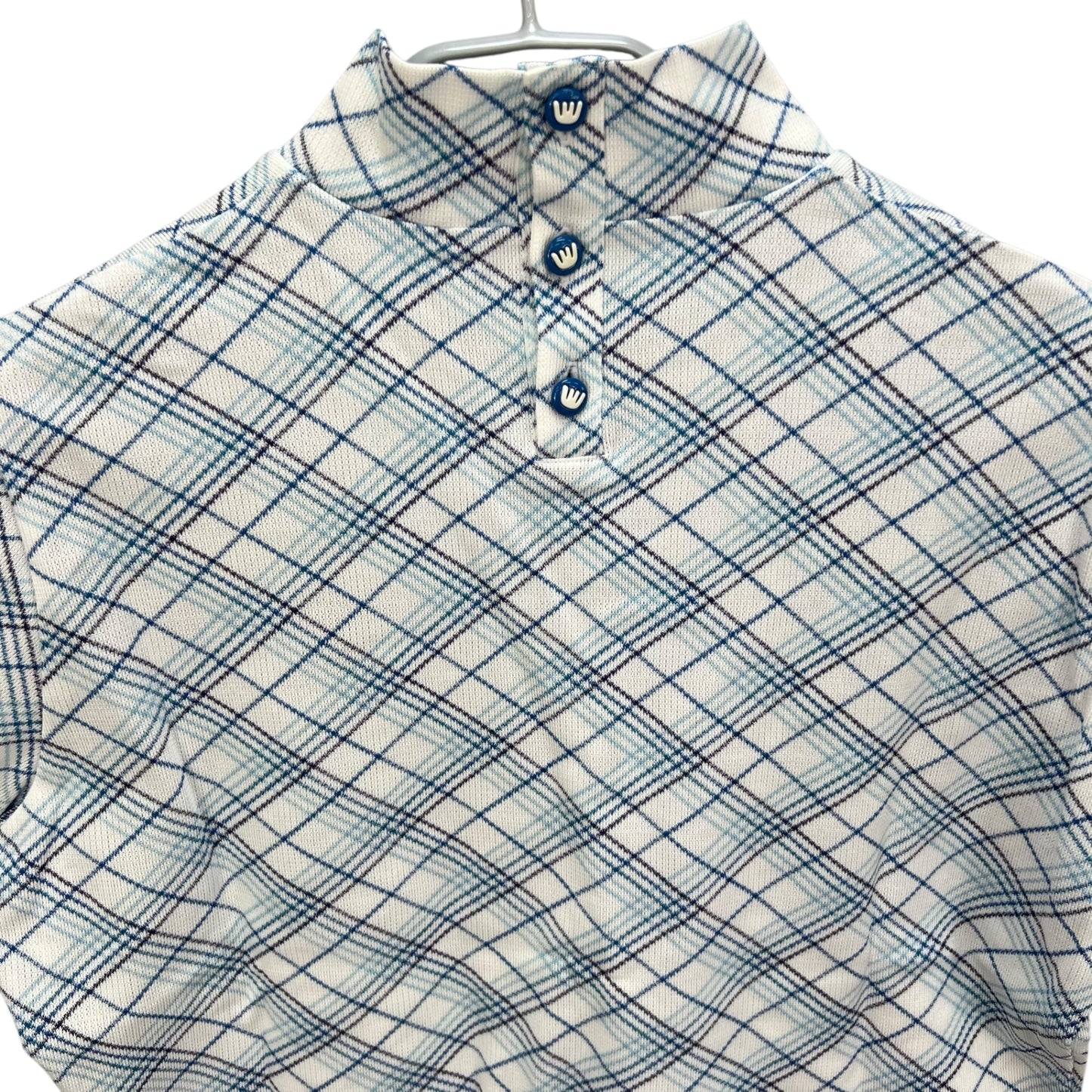 MU SPORT　スポーツ　レディース　女性用 半袖トップス Tシャツ　モックネック　チェック　42号　XLサイズ