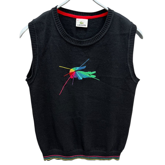 ラコステ　レディース　ベスト　ニット　42サイズ　ブラック　女性用ゴルフアパレル　LACOSTE