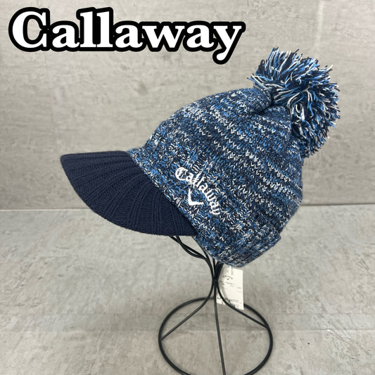 キャロウェイ　ゴルフアパレル　ニットキャップ　帽子　ユニセックス　フリーサイズ　ブルー系　Callaway　防寒　冬