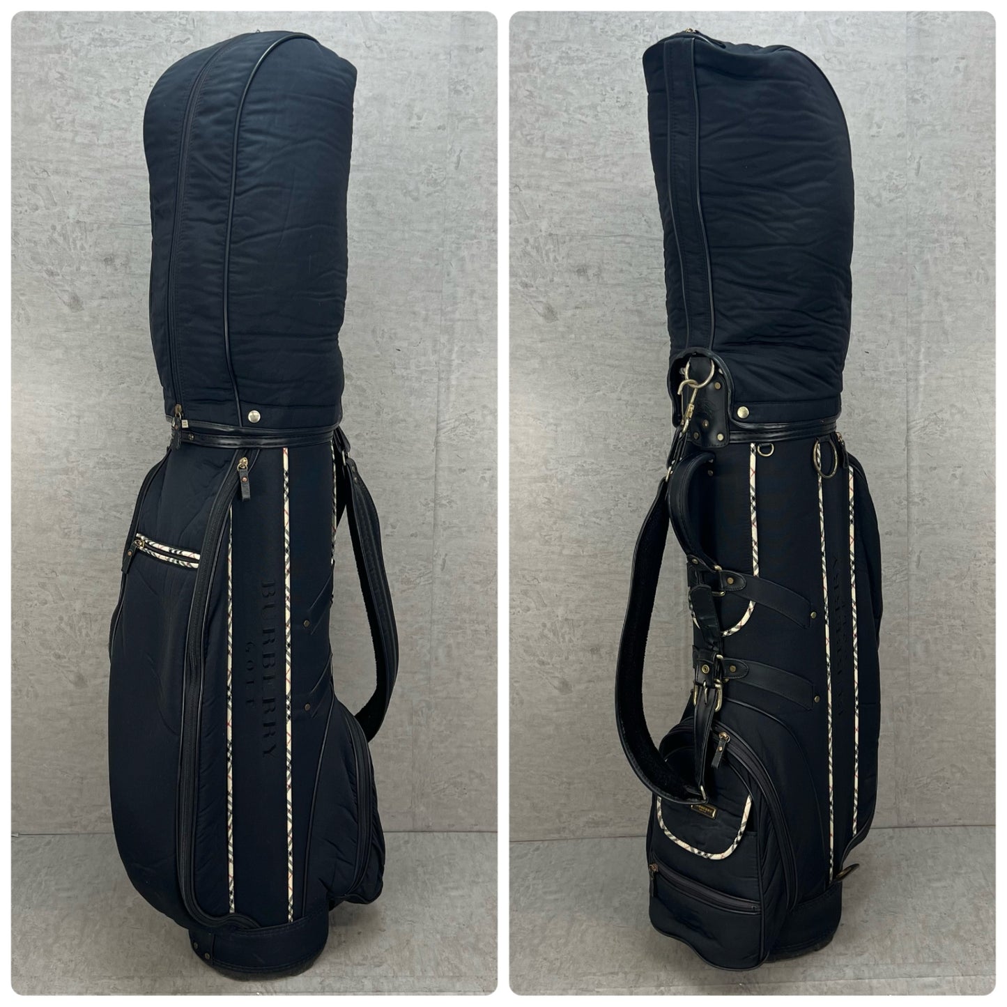 バーバリー　ゴルフ　カート式キャディバッグ　約8.5型　ブラック　黒　ノバチェック柄　BURBERRY