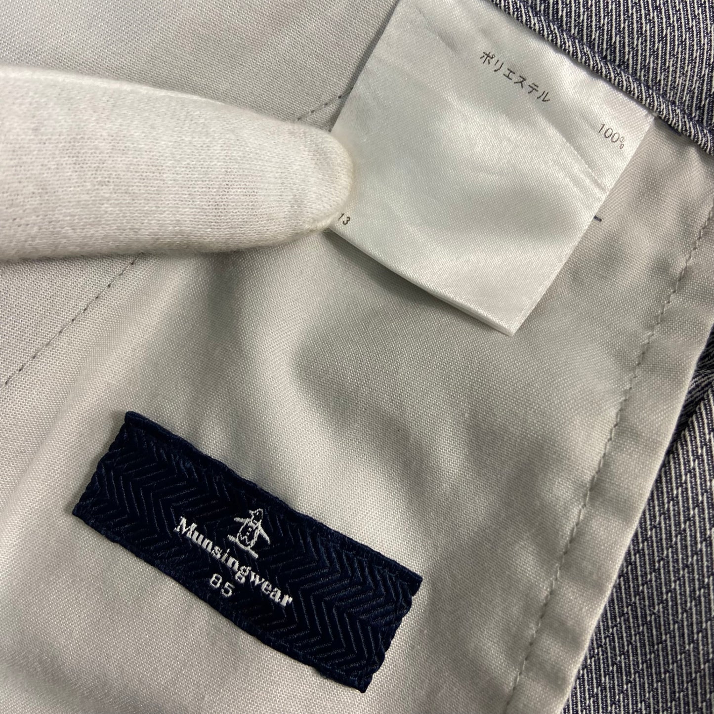 マンシングウェア　メンズ　ボトムス　総柄　グレー系　Lサイズ相当　パンツ　ズボン　スラックス　男性用　ゴルフアパレル　Munsingwear