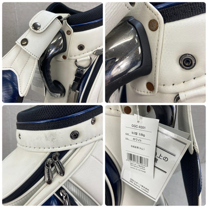 古閑美保直筆サイン入り　ゼクシオ　ゴルフ用品　カート式　キャディバッグ　約9型　PUレザー　エナメル　XXIO