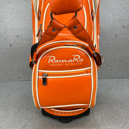 ロマロ　ゴルフ　カート式キャディバッグ　約10型　オレンジ　PUレザー　RomaRo
