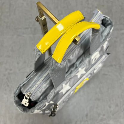 ARCHIVIO　アルチビオ　ゴルフラウンドバッグ　カートバッグ　aロゴワッペン　ホワイトスター総柄　グレーカラーベース　小物入れ