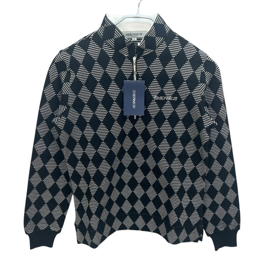 ホンマ　ベレス　メンズゴルフウェア　ハーフジップセーター　M　ブラック　黒　ホワイト　白　HONMA　BERES　長袖トップス