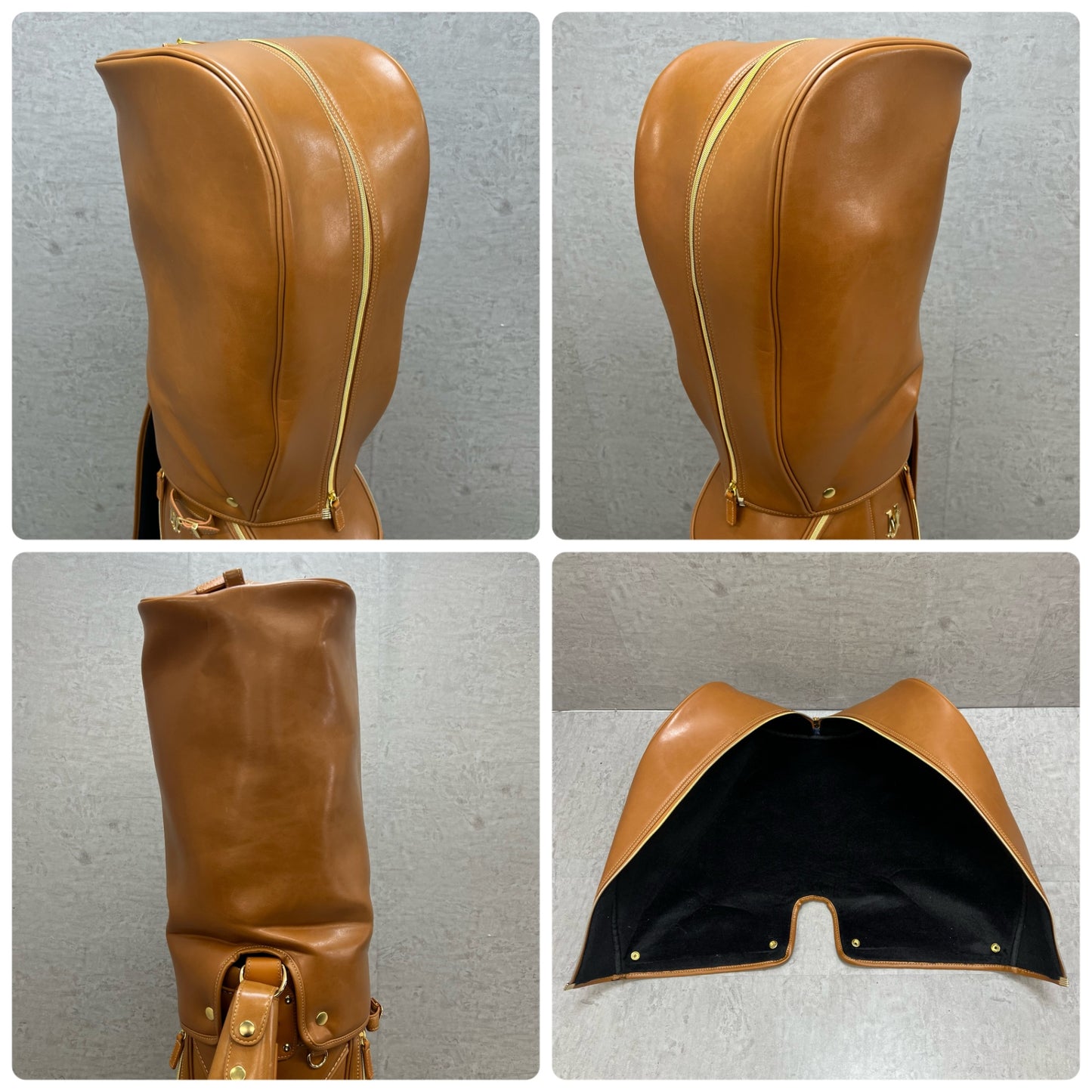 マジェスティ　ゴルフ　キャディバッグ　カート式　約9.5型　キャメル　合成皮革　MAJESTY