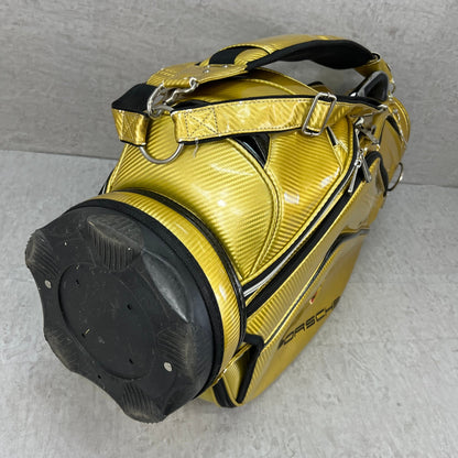 ポルシェ　ゴルフ　カート式キャディバッグ　約9.5型　エナメル製　ゴールド　金色　PORSCHE