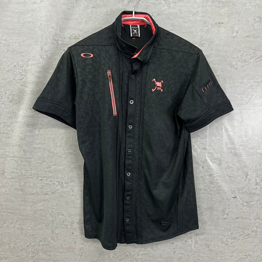 オークリー　メンズ　ゴルフウェア　半袖トップス　L　ブラック　ピンク　OAKLEY