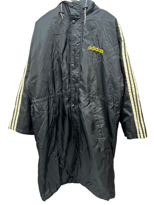 アディダス　ベンチコート　スリーストライプス　3本ライン　ブラック　試合　控え　観戦　adidas